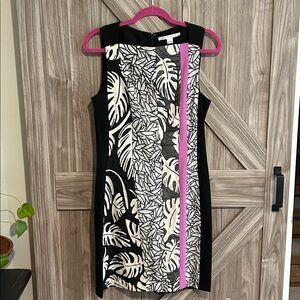Diane Von Furstenberg Black and White Dress with Pink Detail